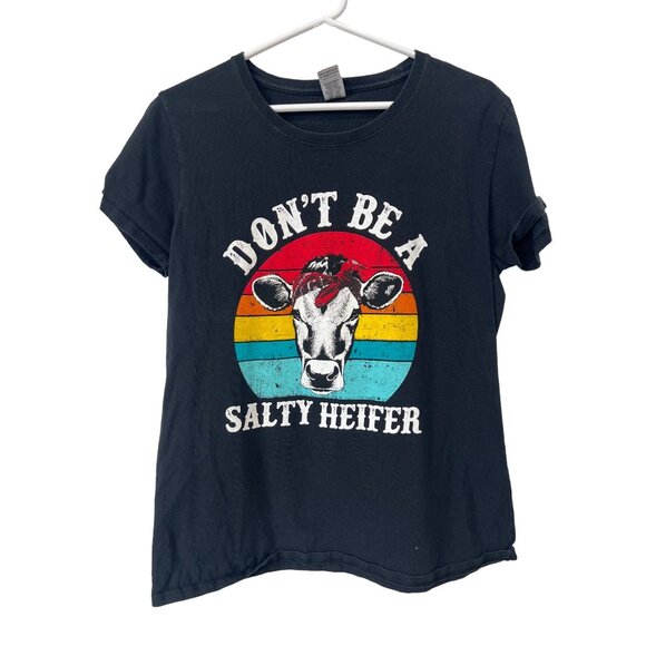 Gildan Don't Be A Salty Heifer Graphic Tee Women Large Short Sleeve Heavy Cotton - Picture 1 of 7